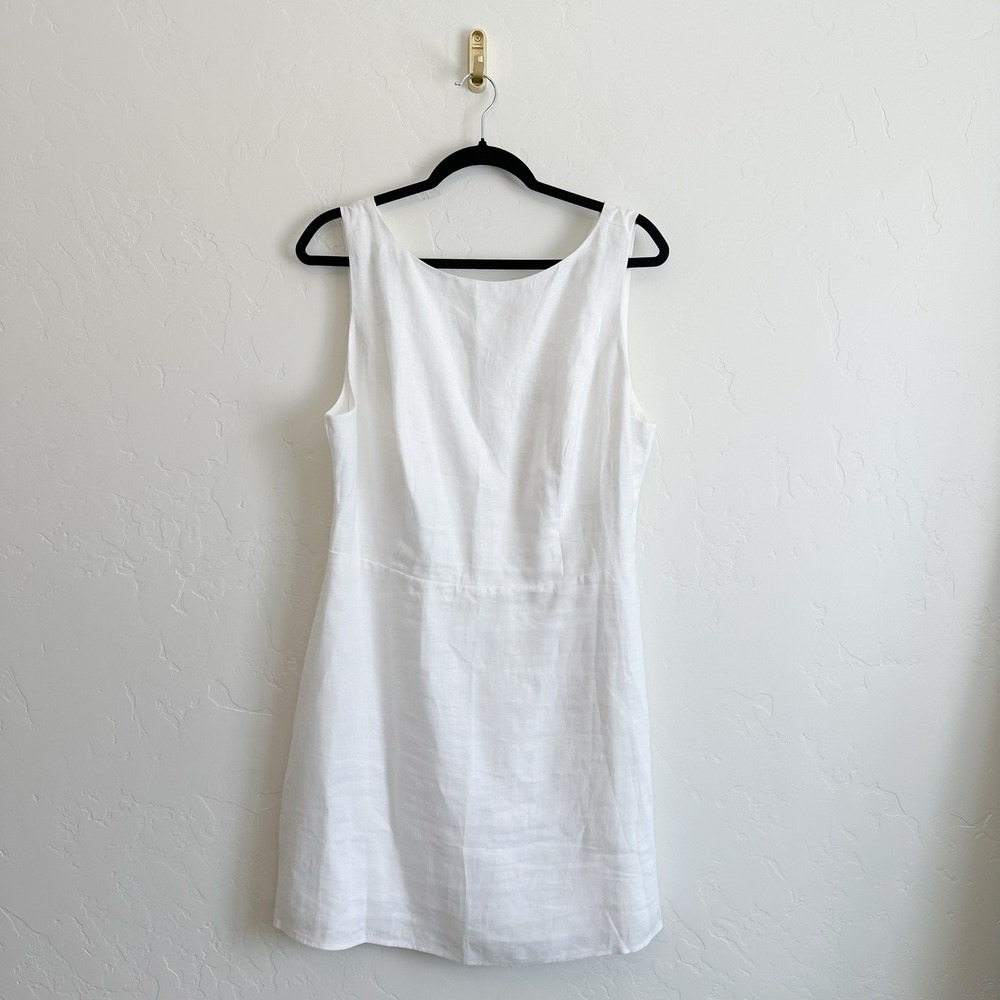 Reformation |‎ Zenni 100% Linen Boat Neck Mini Dress in White - Picture 7 of 10